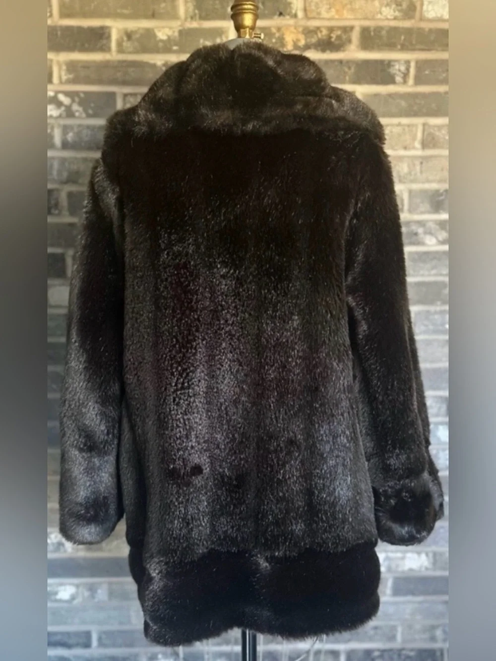 Vintage Sears Fashions Faux Fur Coat Brown Shaggy Mod Glam Womens 12